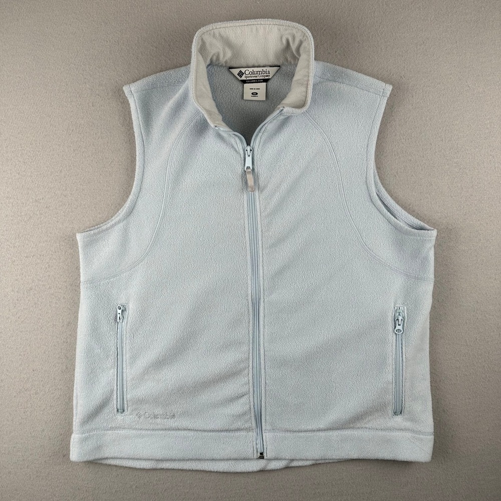 Columbia Fleece Vest Womens 1X Light Blue Full Zip Sleeveless WW1017